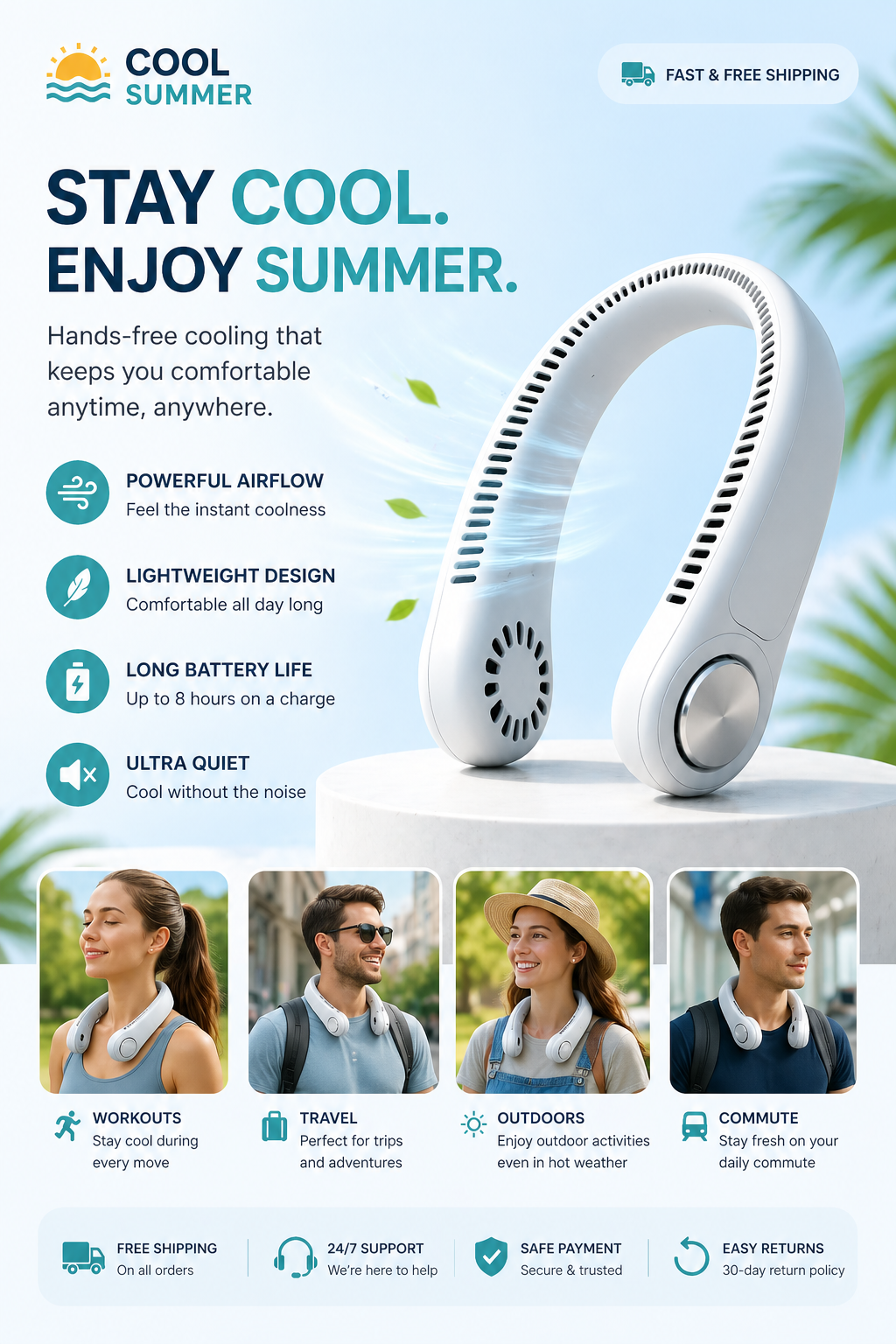 Portable Neck Fan – Stay Cool Anywhere