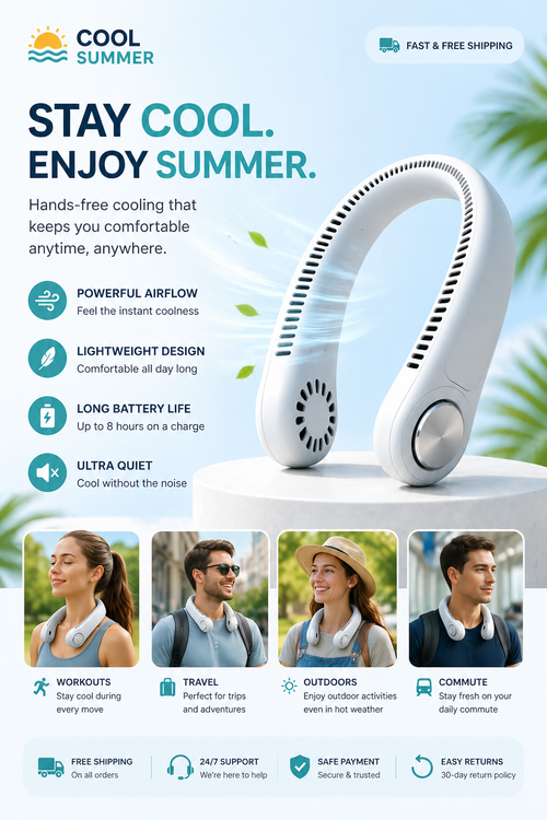 Portable Neck Fan – Stay Cool Anywhere